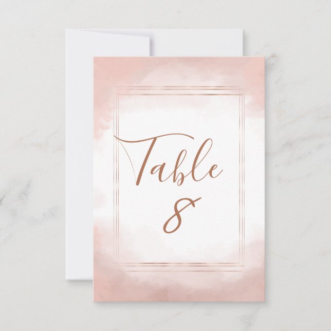 Numéros de table de mariage avec cadre en rose et  (Devant)