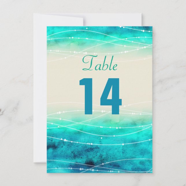Numéros de table de mariage avec mers scintillante (Devant)