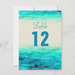 Numéros de table de mariage avec mers scintillante