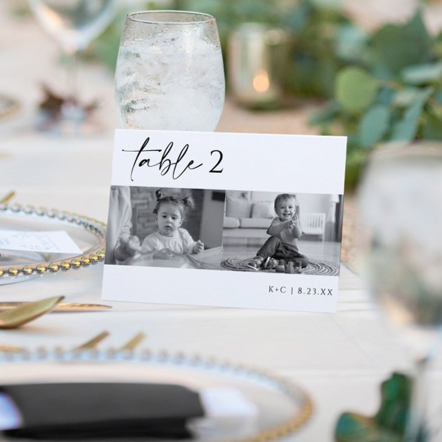 Numéros de table de mariage avec photo en noir et  (Créateur téléchargé)