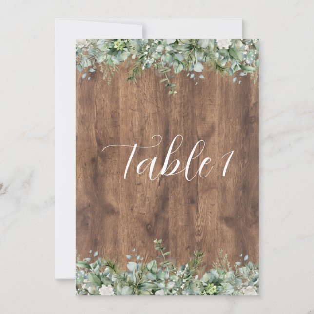 Numéros de table de mariage avec verdure d'eucalyp (Devant)