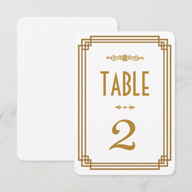 Numéros de table de mariage blanc Art Déco (Devant / Derrière)