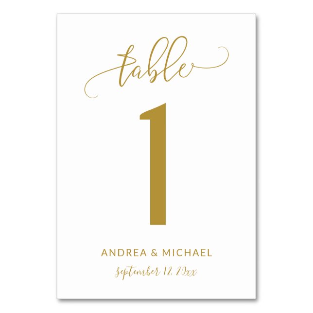 Numéros de table de mariage | Bounce Script (Or) 1 (Par défaut)