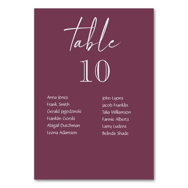 Numéros De Table De Mariage Bourgogne Avec Noms D' (Par défaut)