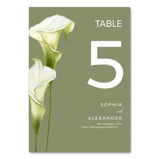 Numéros de table de mariage "Callas délicats" (Par défaut)