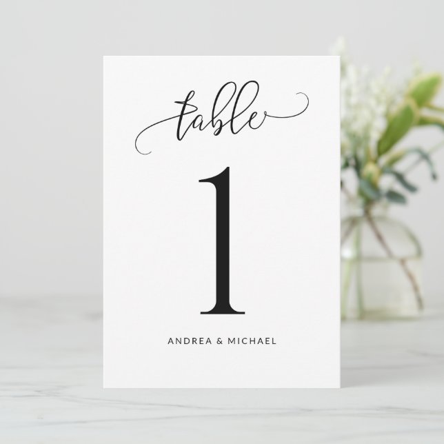 Numéros de table de mariage Calligraphie tourbillo (Debout devant)