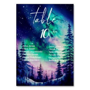 Numéros de table de Mariage céleste avec des noms