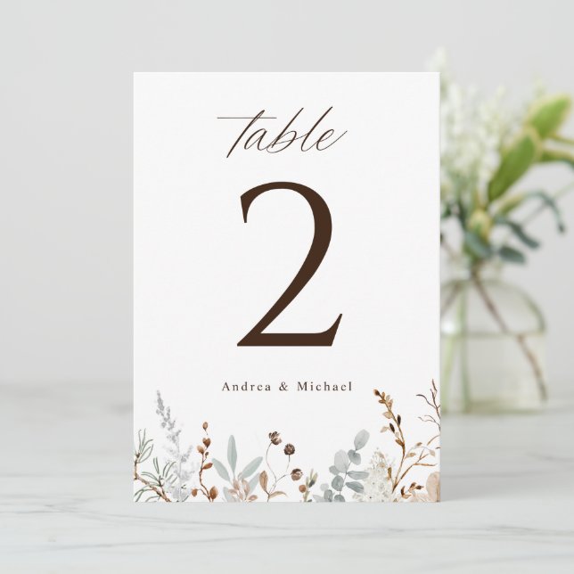 Numéros de table de mariage champêtre bohème avec  (Debout devant)