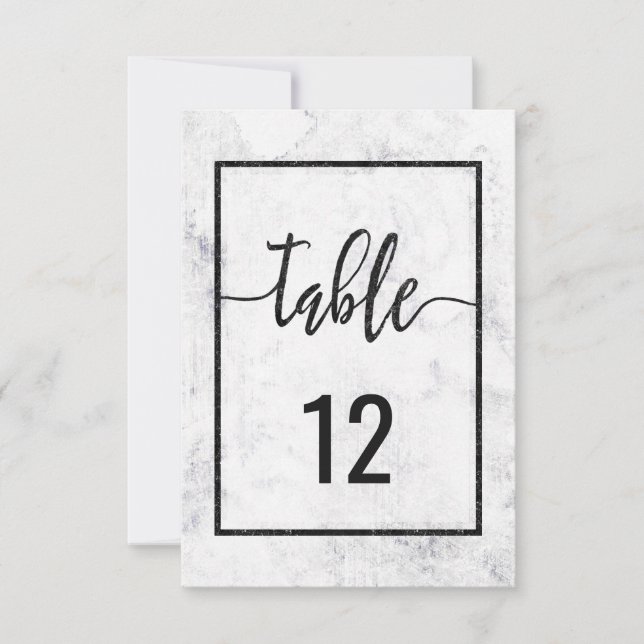 Numéros de table de mariage chic en marbre et plan (Devant)