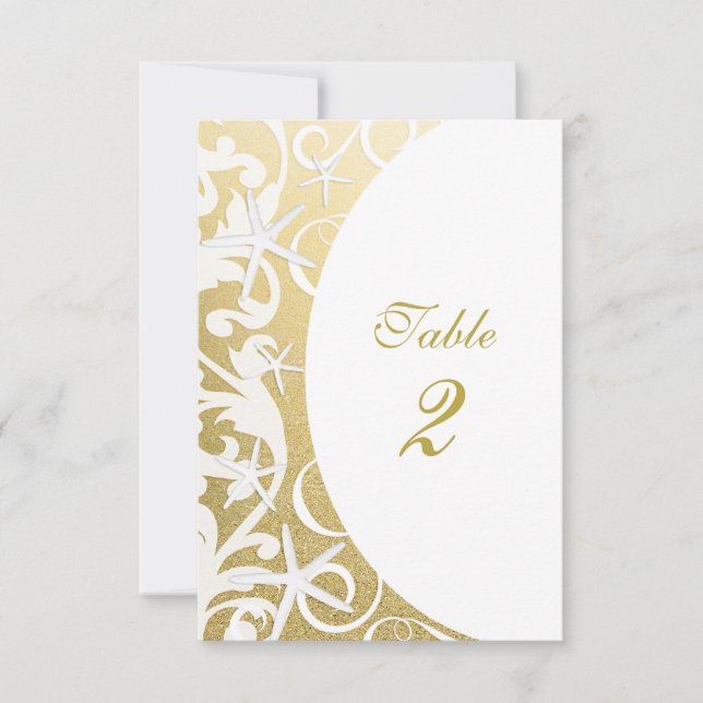 Numéros de table de mariage de plage en or étoile  (Devant)
