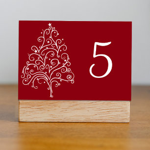 Numéros de table de mariage d'hiver avec arbre de