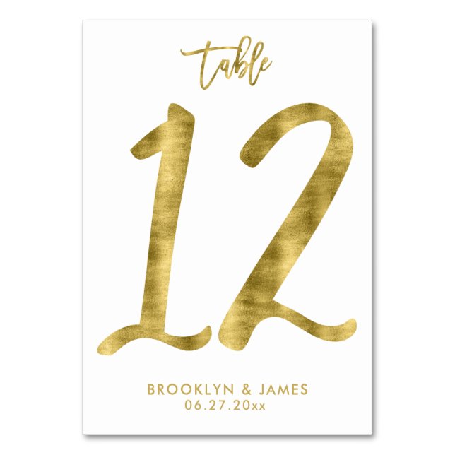 Numéros de table de mariage Effet feuille d'or Num (Par défaut)