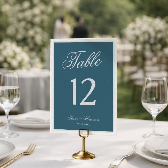 Numéros de table de mariage élégants bleu marine (Créateur téléchargé)