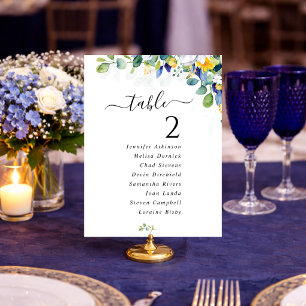 Numéros de table de mariage élégants jaune bleu po