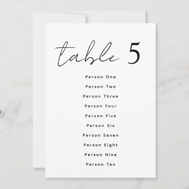 Numéros de table de mariage élégants Script Plan d (Devant)