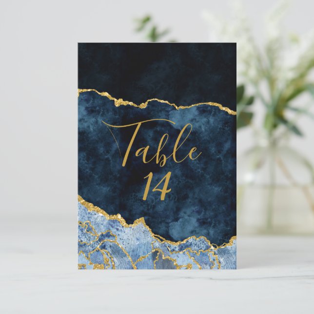 Numéros de table de mariage en agate à feuilles d' (Debout devant)