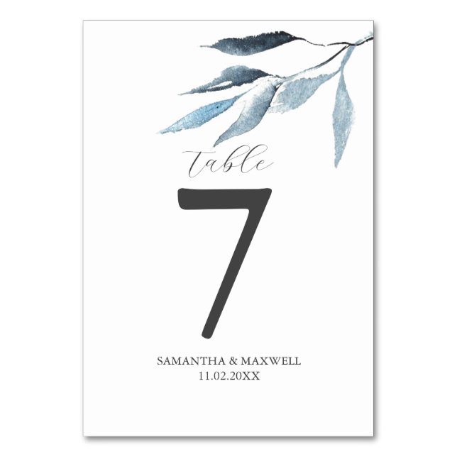 Numéros de table de mariage en botanique bleu pous (Par défaut)