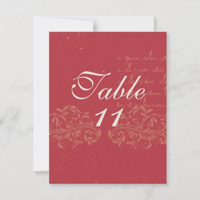 Numéros de table de mariage en damas vintage (Devant)