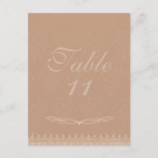 Numéros de table de mariage en damas vintage rose