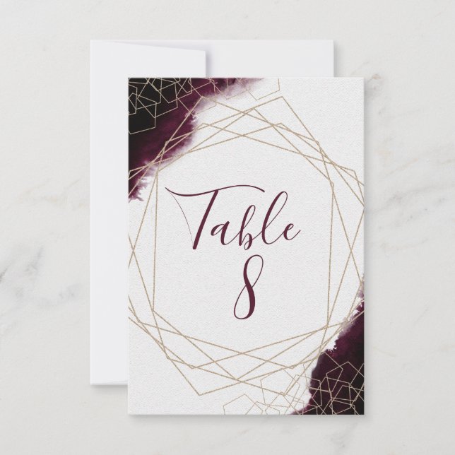 Numéros de table de mariage encadrés à l'aquarelle (Devant)