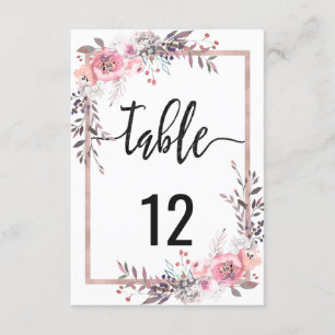 Numéros de table de mariage encadrés Blush & Rose