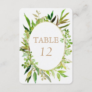 Numéros de table de mariage encadrés de verdure et
