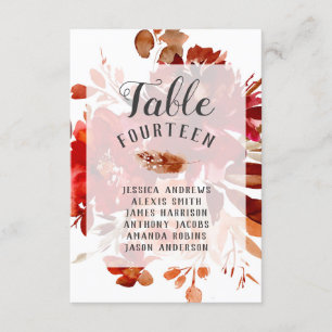 Numéros de table de mariage encadrés floraux de be
