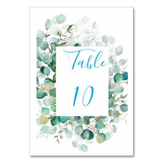 Numéros de table de mariage Eucalyptus Bleu Poussi (Par défaut)