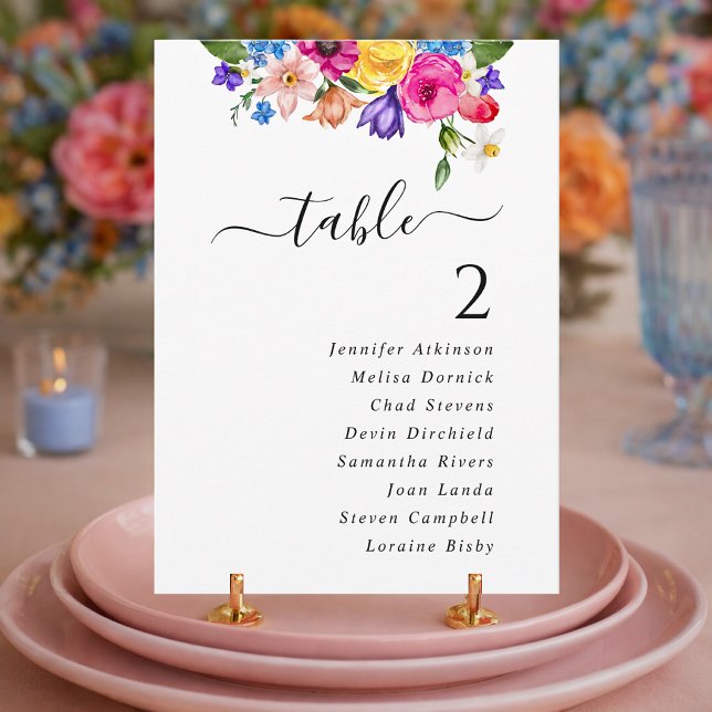 Numéros de table de mariage floraux à l'aquarelle (Créateur téléchargé)