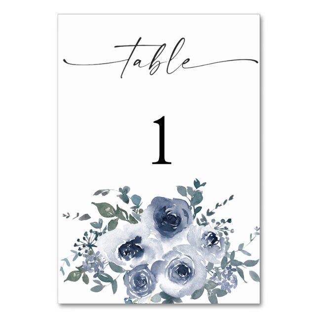 Numéros de table de mariage floraux bleu poussiére (Par défaut)