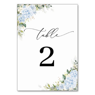 Numéros de table de mariage floraux d'hortensia bl
