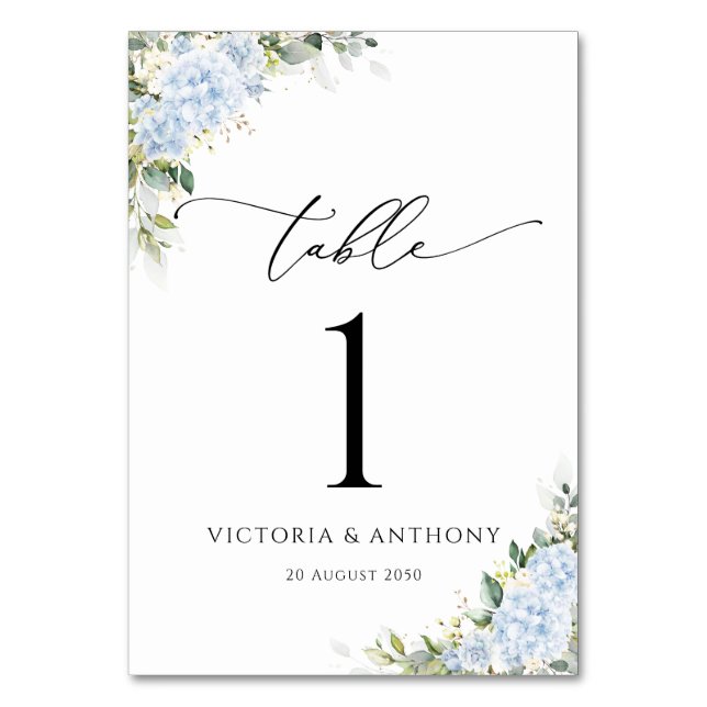 Numéros de table de mariage floraux d'hortensia bl (Par défaut)