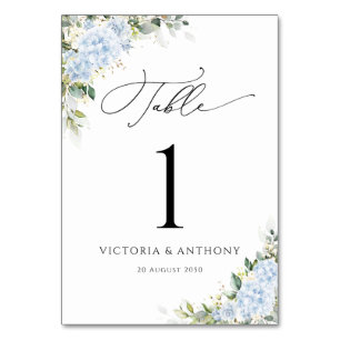 Numéros de table de mariage floraux d'hortensia bl