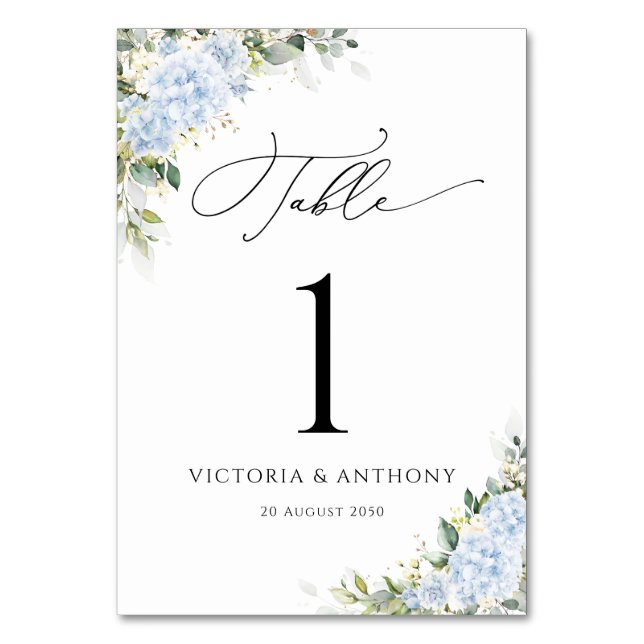 Numéros de table de mariage floraux d'hortensia bl (Par défaut)