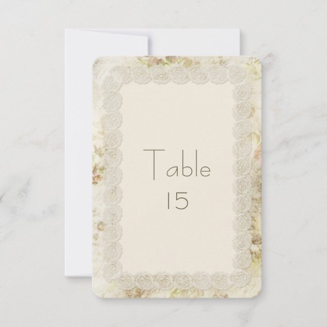 Numéros de table de mariage floraux en dentelle d' (Devant)