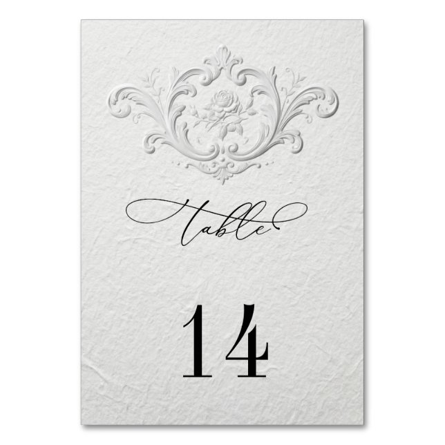 Numéros de table de mariage floraux en relief faux (Par défaut)