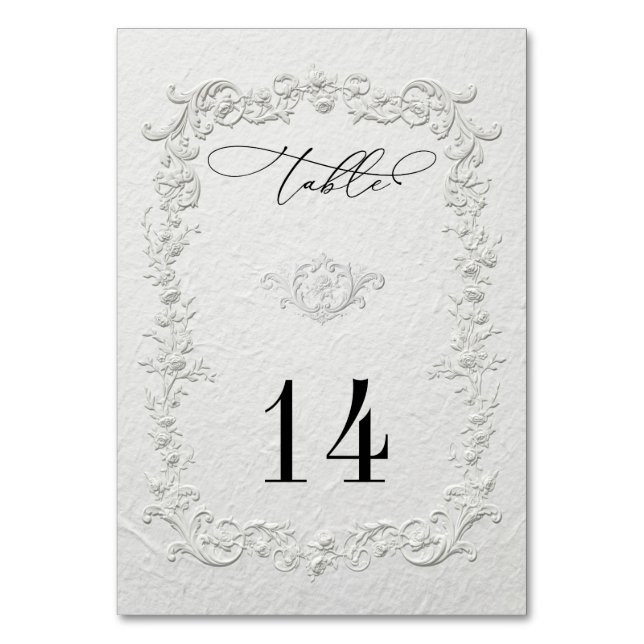 Numéros de table de mariage floraux en relief faux (Par défaut)