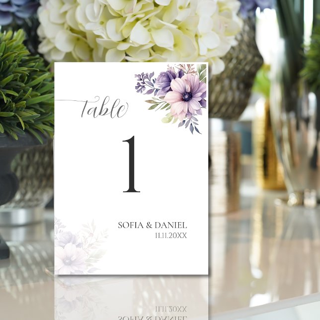Numéros de table de mariage floraux lavande élégan (Créateur téléchargé)