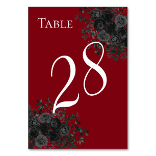 Numéros de table de mariage gothique Rose rouge et