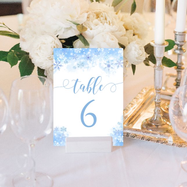 Numéros de table de mariage hivernal à flocons de  (Créateur téléchargé)