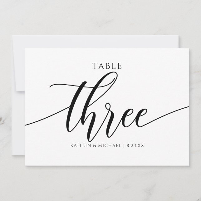 Numéros de table de mariage moderne - Calligraphie (Devant)