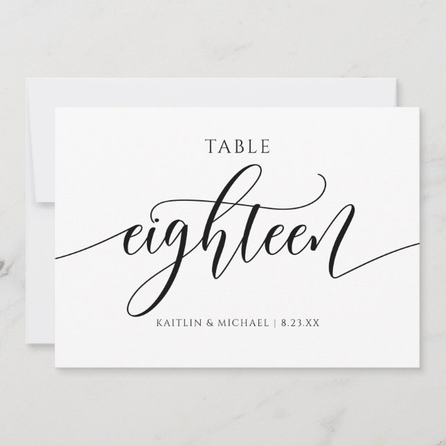 Numéros de table de mariage moderne - Calligraphie (Devant)