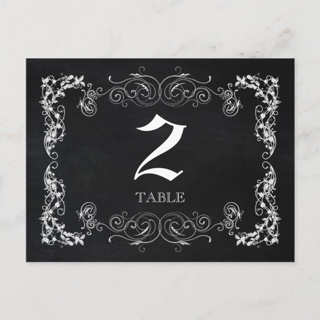 Numéros de table de Mariage noir et blanc (Devant)