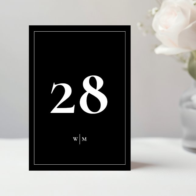 Numéros de table de mariage noirs Cadre blanc 5 x  (Créateur téléchargé)