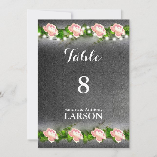 Numéros de table de mariage Rose Ardoise (Devant)