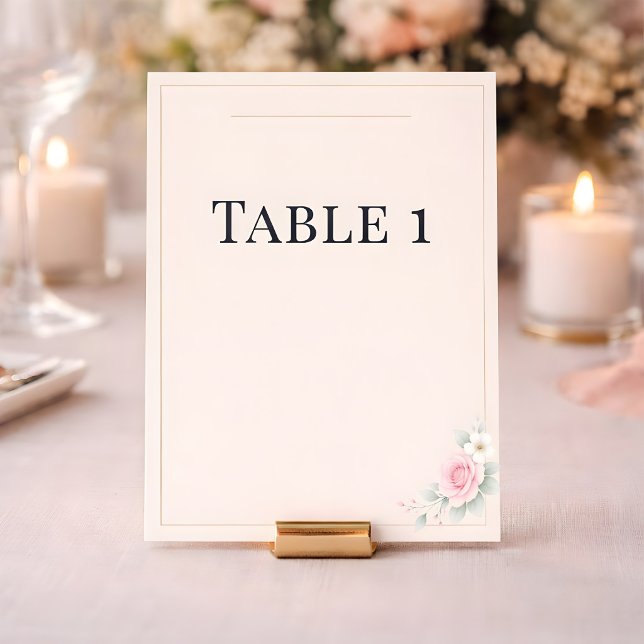 Numéros de table de mariage rose luxueux (Table Number Card)