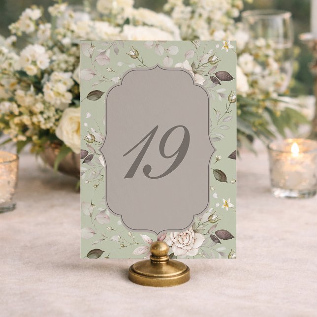 Numéros de table de mariage Rose Vert Sauge 10–19 (Créateur téléchargé)