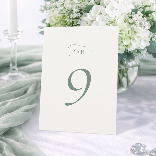 Numéros de table de mariage vert sauge minimal 1–1 (Créateur téléchargé)