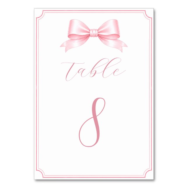 Numéros de table de shower de mariage rose élégant (Par défaut)