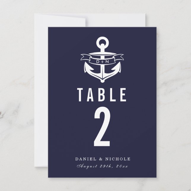 Numéros de table de thème nautique | MARIAGE (Devant)